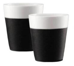 2 Tasses Bistro - Porcelaine Avec Bande Silicone Noire - 30cl - BODUM