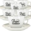 6 Tasses Cappuccino Et Sous-tasses Porcelaine - 17.5 Cl - Cafés Lugat -Smeg Soldes Boutique 6 tasses pour cappuccino cafes lugat
