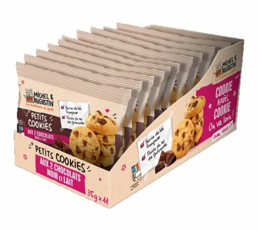 11 Sachets De Petits Cookies 2 Chocolats 35g - MICHEL ET AUGUSTIN -Smeg Soldes Boutique boite x11 biscuits 1