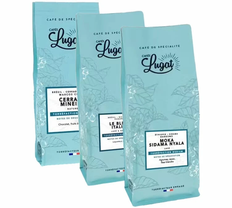 Lot Café En Grains : Les Intemporels - 3x1kg - Cafés Lugat 3 Lot Café En Grains : Les Intemporels - 3x1kg - Cafés Lugat