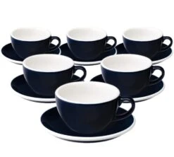 6 Tasses Cappuccino Et Sous-tasses Egg 20 Cl Denim - Loveramics