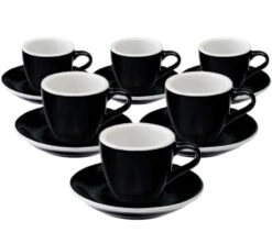 6 Tasses Espresso Et Sous-tasses Egg Black Loveramics - 8 Cl
