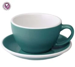 6 Tasses Café Latte Et Sous-tasses Egg 30 Cl Teal - Loveramics -Smeg Soldes Boutique eggteal 300 latte