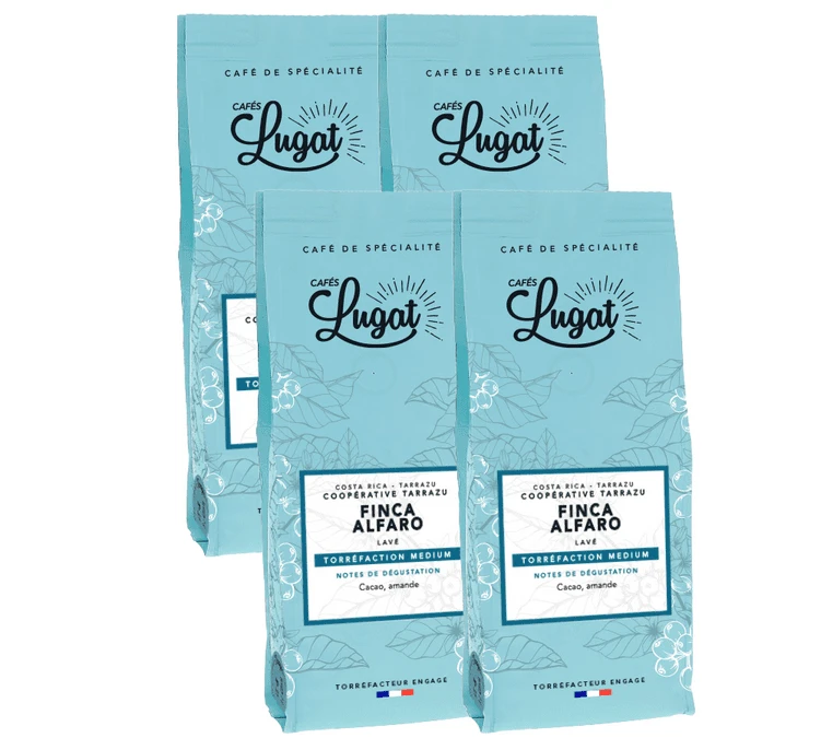 4x250g Café En Grain Costa Rica Finca Alfaro - CAFES LUGAT 3 4x250g Café En Grain Costa Rica Finca Alfaro - CAFES LUGAT