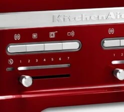 Toaster KitchenAid 5KMT4205ECA Artisan Rouge Pomme D'Amour - 4 Fentes -Smeg Soldes Boutique gprouge boutons
