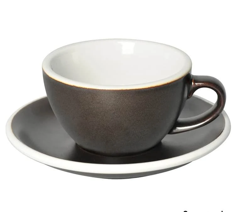 6 Tasses Cappuccino Et Sous-tasses Egg 20 Cl Gunpowder- Loveramics 4 6 Tasses Cappuccino Et Sous-tasses Egg 20 Cl Gunpowder- Loveramics – Image 2