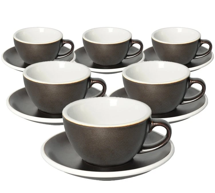6 Tasses Cappuccino Et Sous-tasses Egg 20 Cl Gunpowder- Loveramics 3 6 Tasses Cappuccino Et Sous-tasses Egg 20 Cl Gunpowder- Loveramics