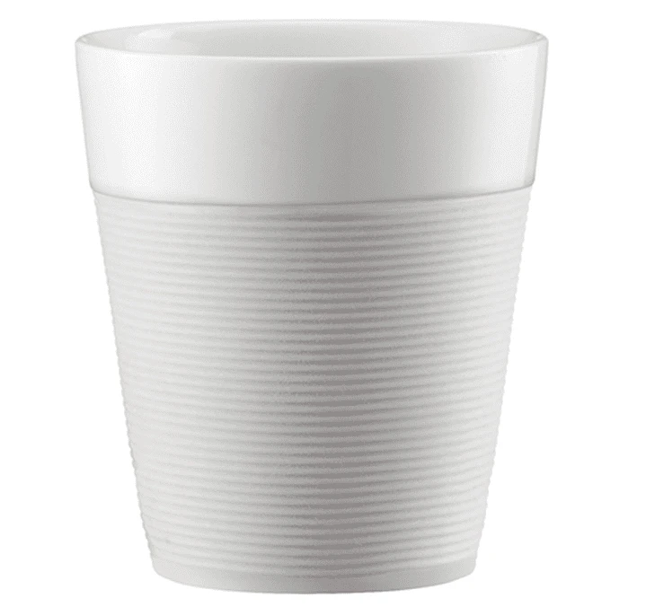 Tasses BODUM - Bistro En Porcelaine Avec Bande Silicone Blanche 2x30cl 4 Tasses BODUM - Bistro En Porcelaine Avec Bande Silicone Blanche 2x30cl – Image 2