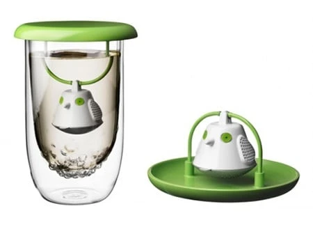 Tasse En Verre 40cl Et Couvercle Infuseur à Thé Birdie Rouge - QDO 5 Tasse En Verre 40cl Et Couvercle Infuseur à Thé Birdie Rouge - QDO – Image 3