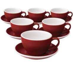 6 Tasses Café Latte Et Sous-tasses Egg 30 Cl Rouge - Loveramics
