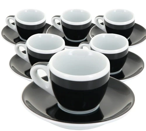 6 Tasses Et Sous-tasses Expresso Verona Noire Millecolori - Ancap 3 6 Tasses Et Sous-tasses Expresso Verona Noire Millecolori - Ancap