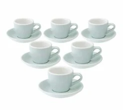 6 Tasses Espresso Et Sous-tasses Egg 8 Cl River Blue - Loveramics