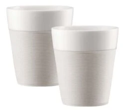 Tasses BODUM - Bistro En Porcelaine Avec Bande Silicone Blanche 2x30cl
