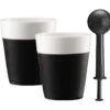 2 Mugs Bistro En Porcelaine 30cl + Boule à Thé - BODUM -Smeg Soldes Boutique mugssilicone infuseur