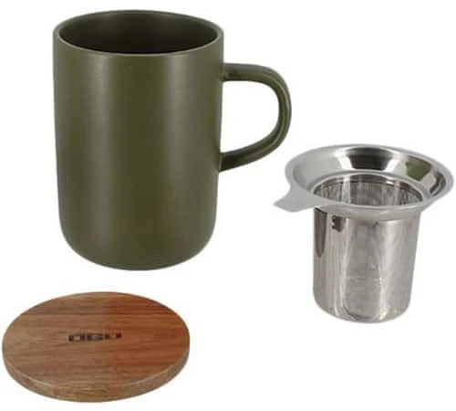 Tisanière En Grès 47,5 Cl Kaki Et Couvercle En Acacia - OGO Living 4 Tisanière En Grès 47,5 Cl Kaki Et Couvercle En Acacia - OGO Living – Image 2