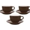 3 Tasses Et Sous Tasses Latte Bowl 19 Cl Marron - ORIGAMI 2 3 Tasses Et Sous Tasses Latte Bowl 19 Cl Marron - ORIGAMI -Smeg Soldes Boutique origami marron 19x3