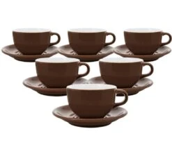 Tasses - ORIGAMI - Tasses Et Sous Tasses Latte Bowl Marron 19cl X6