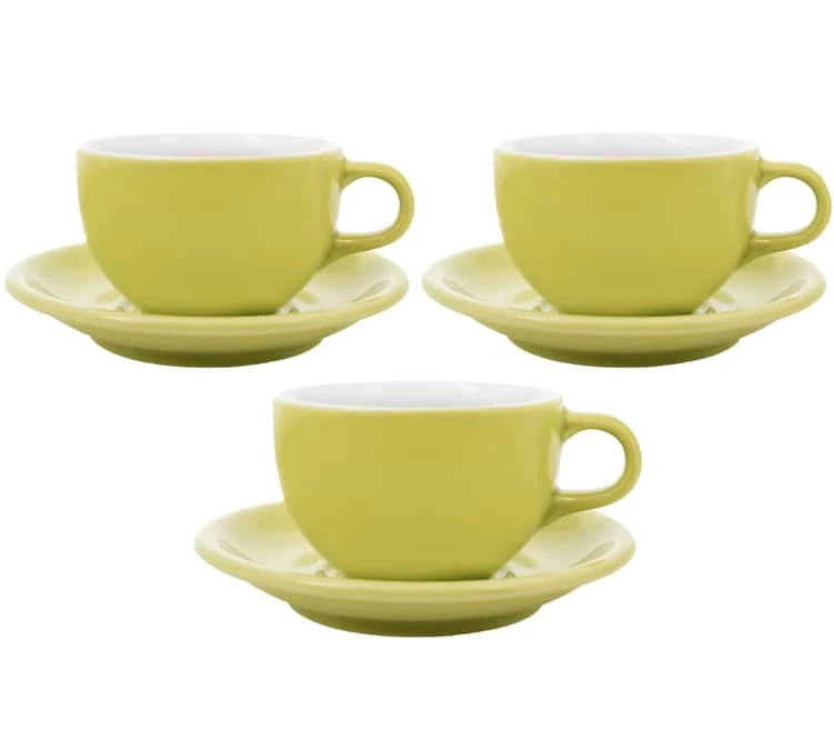 3 Tasses Et Sous Tasses Latte Bowl 19 Cl Vert - ORIGAMI 3 3 Tasses Et Sous Tasses Latte Bowl 19 Cl Vert - ORIGAMI