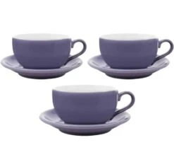 3 Tasses Et Sous Tasses Latte Bowl 25 Cl Violet - ORIGAMI