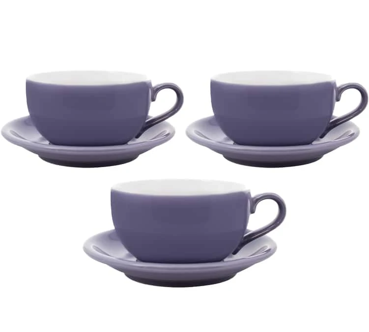 3 Tasses Et Sous Tasses Latte Bowl 25 Cl Violet - ORIGAMI 3 3 Tasses Et Sous Tasses Latte Bowl 25 Cl Violet - ORIGAMI
