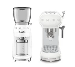Set Petit-Déjeuner Machine Expresso ECF01WHEU Et Moulin à Café CGF01WHEU Blanc- SMEG