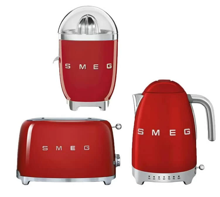 Set Petit-Déjeuner (Toaster - Presse Agrumes - Bouilloire) Rouge - SMEG 3 Set Petit-Déjeuner (Toaster - Presse Agrumes - Bouilloire) Rouge - SMEG