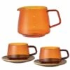 Carafe + Lot De 2 Tasses Et Sous Tasses - KINTO - 27 Cl Ambre -Smeg Soldes Boutique pichet et tassesx2 1