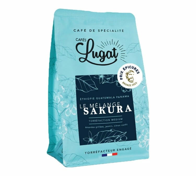 250g Café En Grains : Le Mélange Sakura - Cafés Lugat 3 250g Café En Grains : Le Mélange Sakura - Cafés Lugat