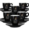 6 Tasses Et Sous-tasses Black Of Italy 7cl - Zicaffè -Smeg Soldes Boutique tasse noir zicafe