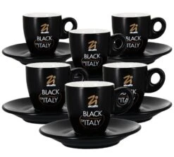 6 Tasses Et Sous-tasses Black Of Italy 7cl - Zicaffè