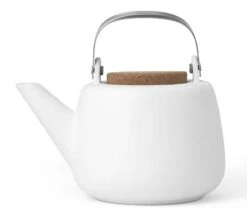 Pack Théière Nicola En Porcelaine Blanche 1.2L + 2 Tasses 15cl - Viva Scandinavia + Offre Cadeau -Smeg Soldes Boutique theiere blc porcelaine 1